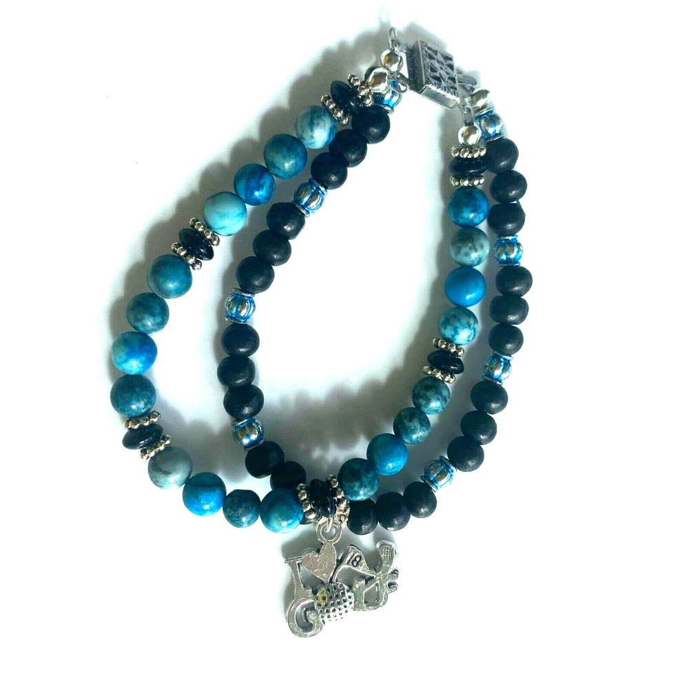 Women's Wire Beaded Bracelet with Golf Charm